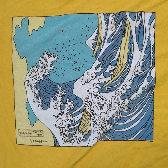 LA Hearts Shirt Women's Size XS X Small Gold Short Sleeve Graphic Waves - Picture 2 of 8